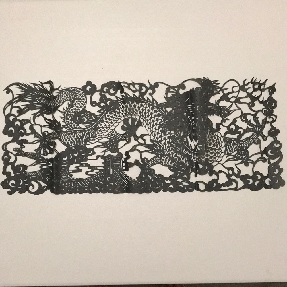 Dragon & Great Wall💖Handmade PaperCut Silhouette Scherenschnitte🔥Contemporary